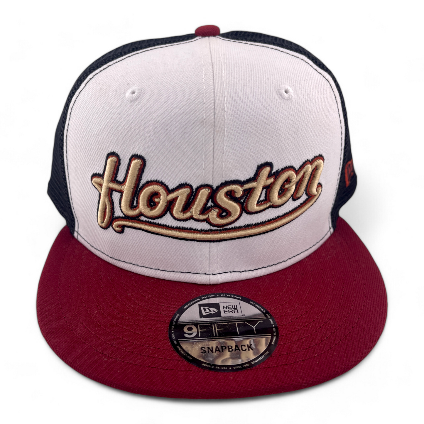 New Era Houston Astros MLB White Front Script 9FIFTY Mesh Snapback Trucker Hat