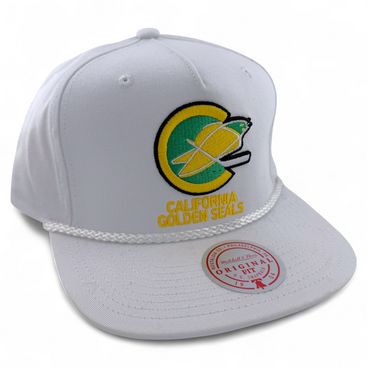 Mitchell & Ness California Golden Seals NHL Rope A-Frame Snapback Adjustable Hat
