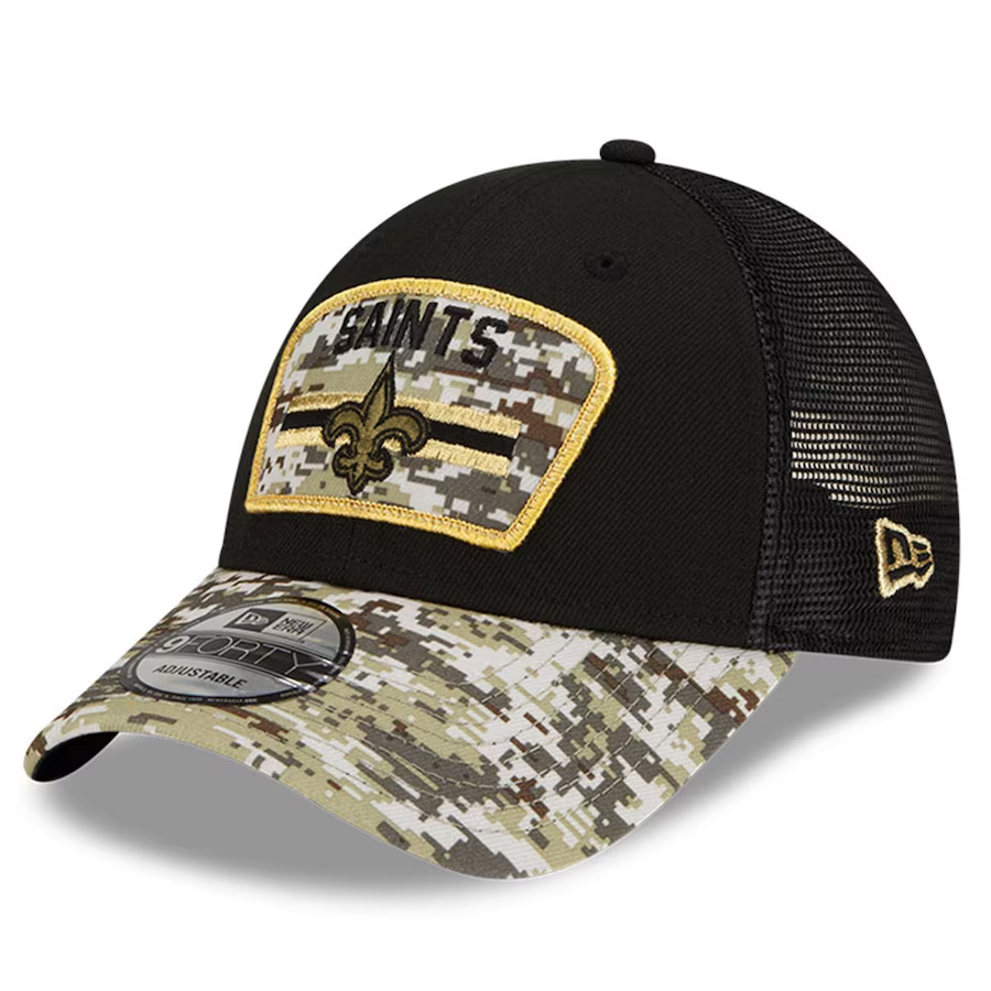 New Era New Orleans Saints Salute to Service Black/Camo 9Forty Snapback Hat Cap