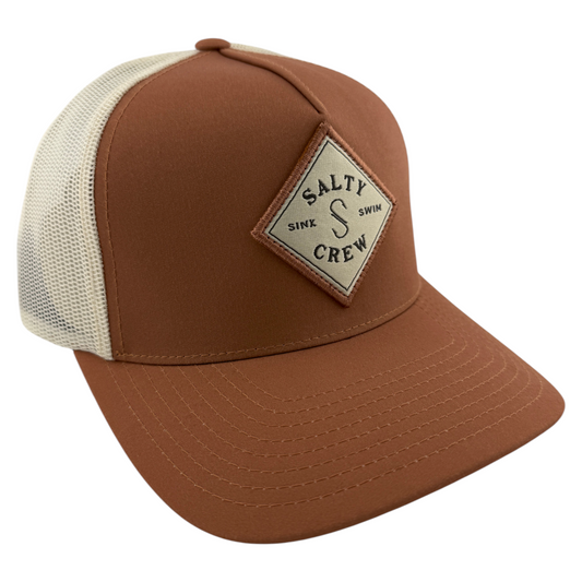 Salty Crew Sealine Retro Beige A-Frame Mesh Trucker SnapBack Adjustable Hat Cap