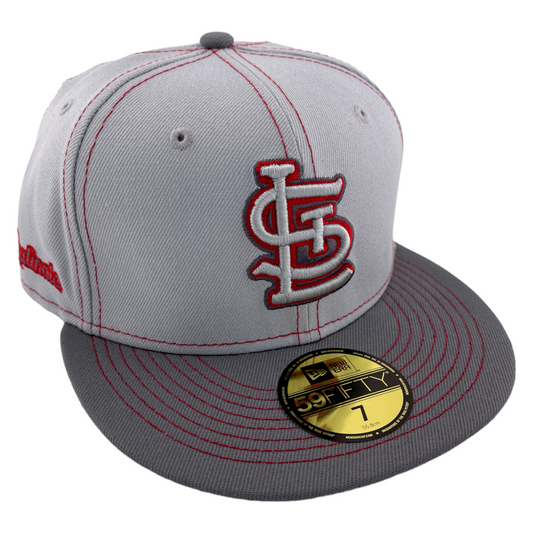 New Era St. Louis Cardinals MLB Grey Pop Pack Red Stitch 59Fifty Fitted Hat Cap