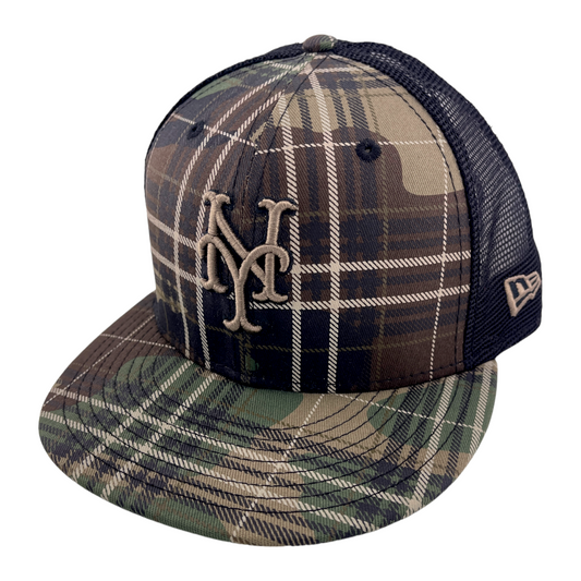 New Era New York Mets MLB Camo Plaid 9FIFTY Mesh Snapback Adjustable Hat Cap