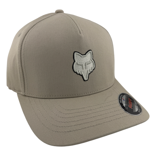 Fox Racing Head Logo A-Frame Tan Khaki Stretch Flexfit Flex Fit Fitted Hat Cap