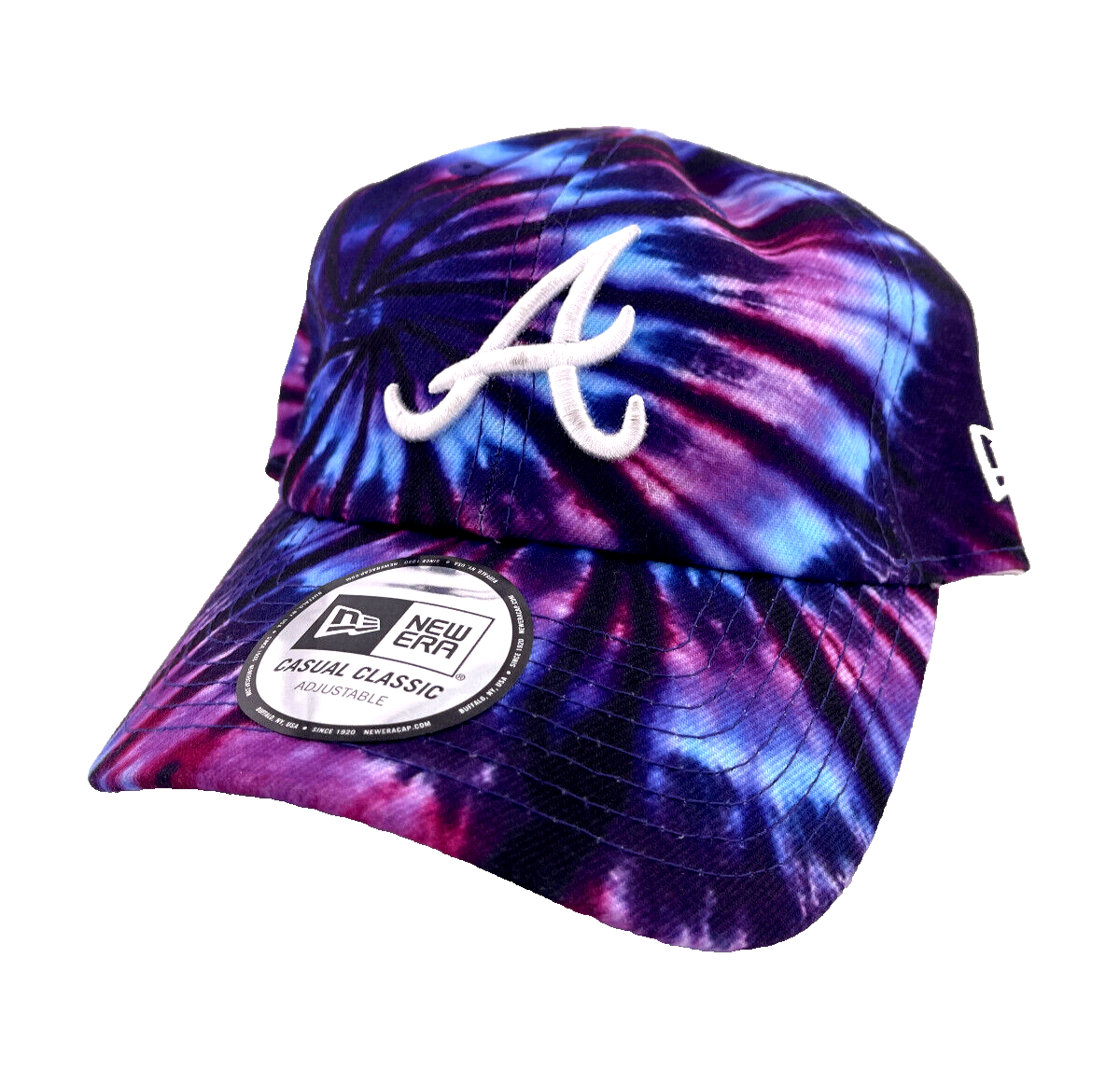 New Era Atlanta Braves MLB Purple Neon Tie Dye Casual Classic Adjustable Hat