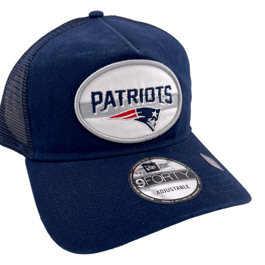 New Era New England Patriots NFL Vaulted Oval Logo 9Forty A-Frame Snapback Hat Cap