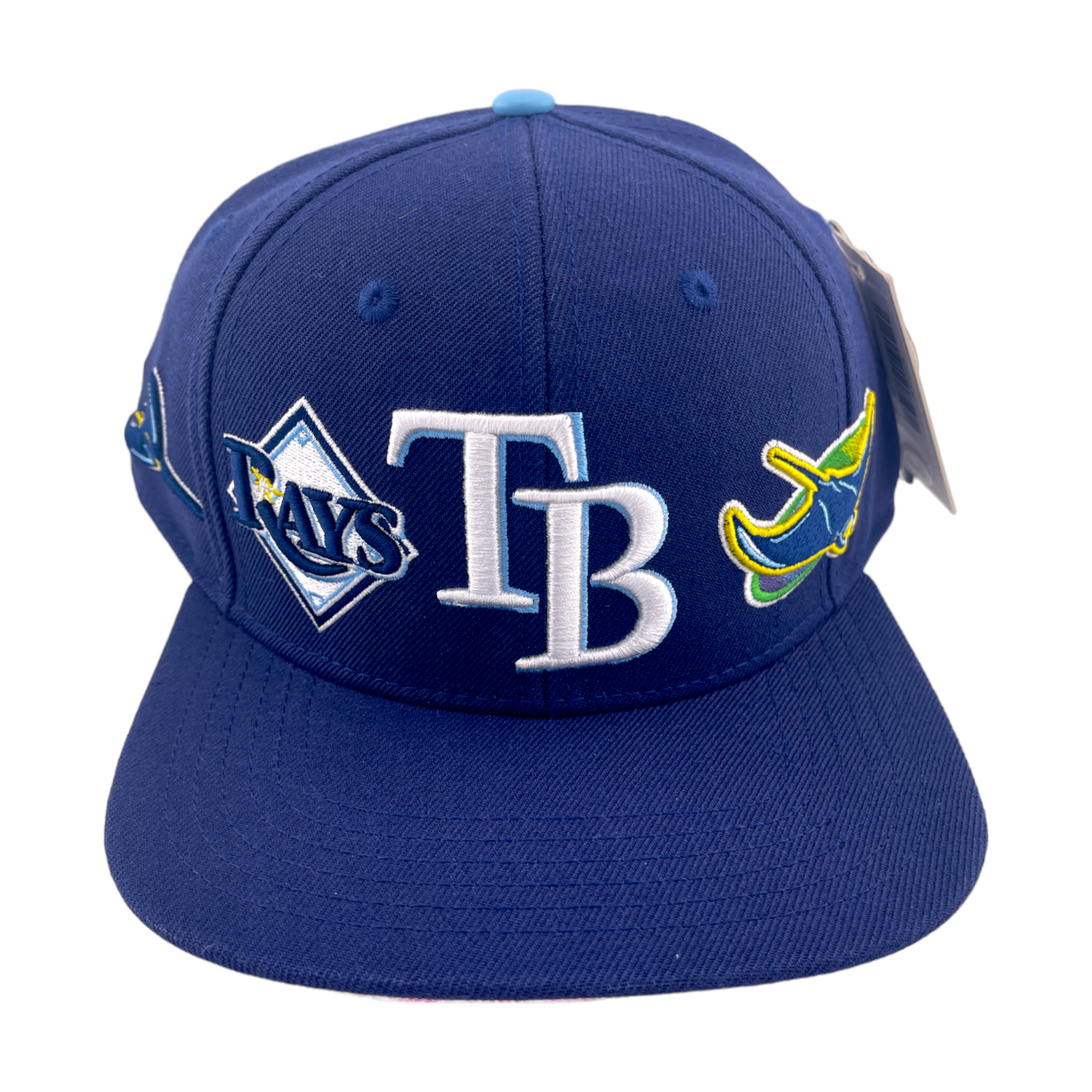 Pro Standard Tampa Bay Rays Double Front Logo Side Patch Navy Blue Snapback Hat Cap