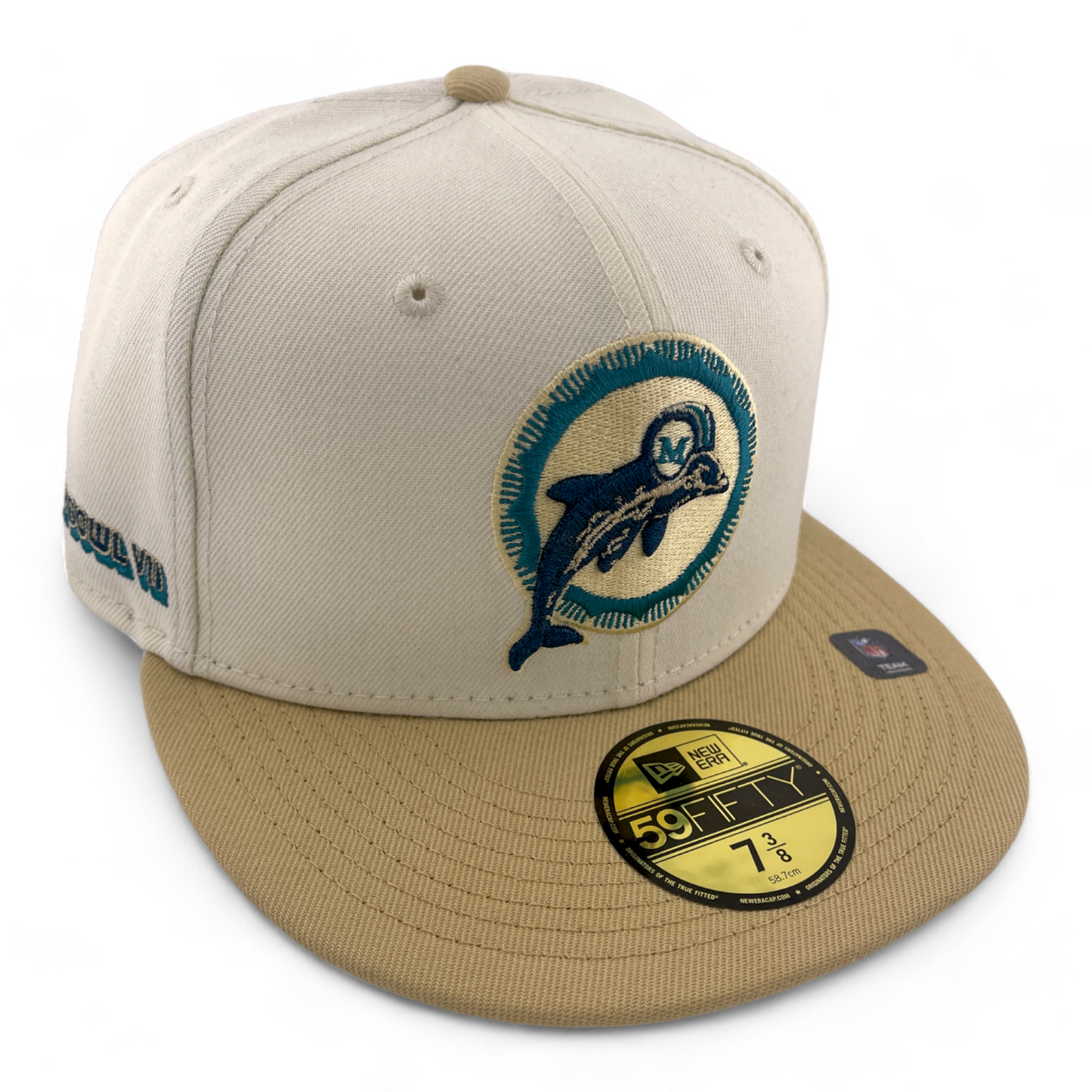 New Era Miami Dolphins NFL City Icon Ivory/Tan Super Bowl 59Fifty Fitted Hat Cap