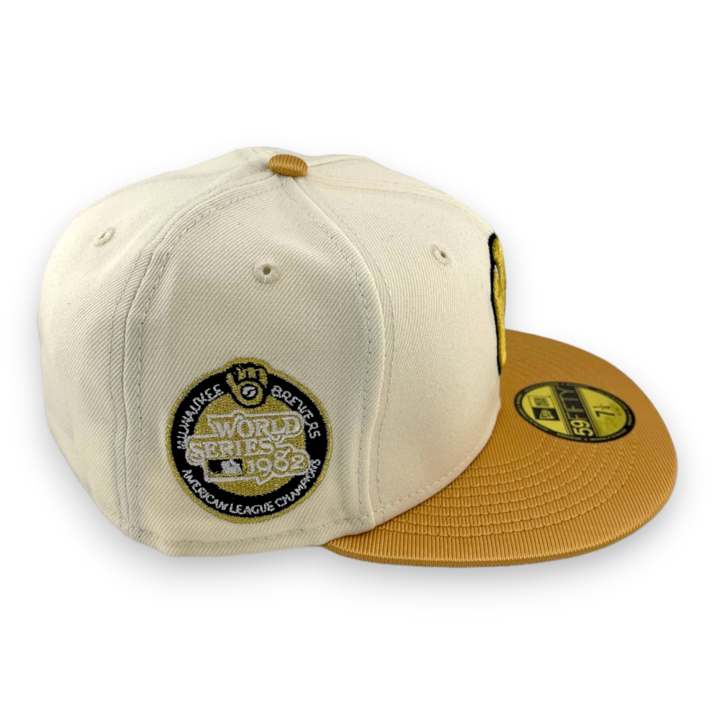 New Era Milwaukee Brewers 1982 World Series Chrome Pack Cream/Gold 59FIFTY Hat Cap