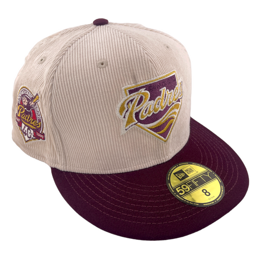 New Era San Diego Padres 40th Patch Corduroy Ivory/Maroon 59FIFTY Fitted Hat Cap