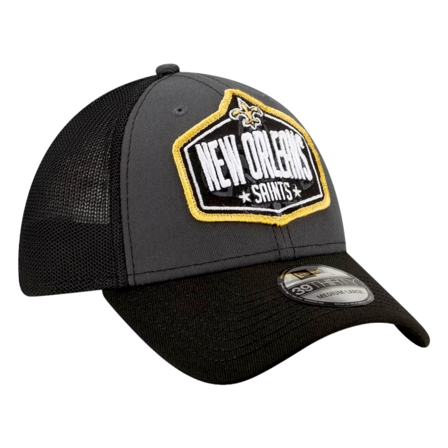 New Era New Orleans Saints 2021 NFL Draft Black/Grey 39Thirty Flex Trucker Hat Cap