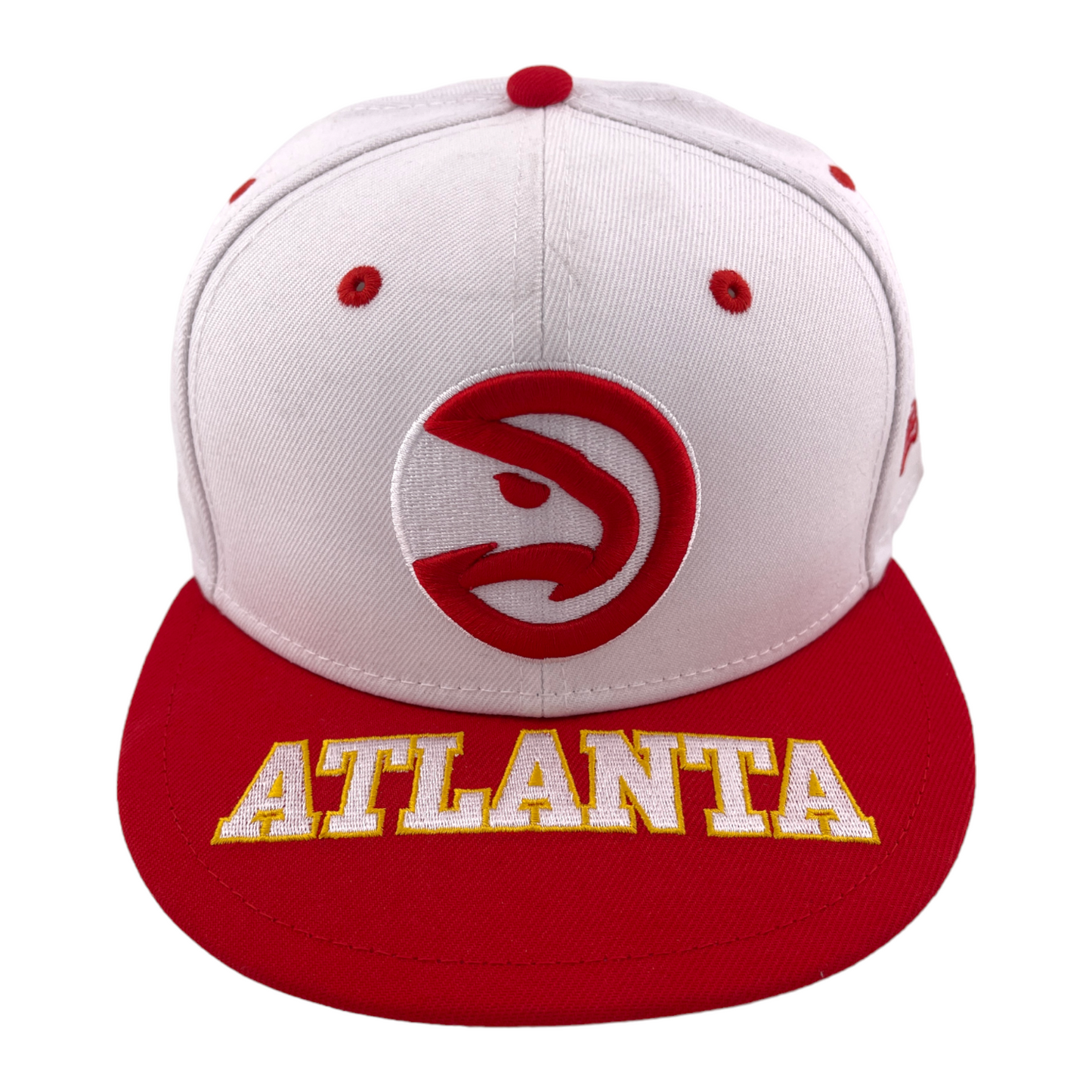 New Era Atlanta Hawks NBA Top Word White/Red Logo Visor 59Fifty Fitted Hat Cap