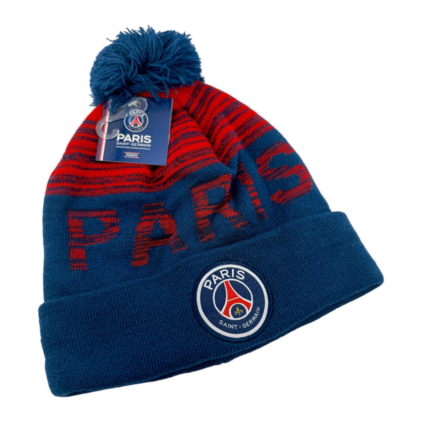 Paris Saint-Germain F.C. PSG.FR Ligue 1 Soccer Pom Pom Knit Cuffed Beanie Hat