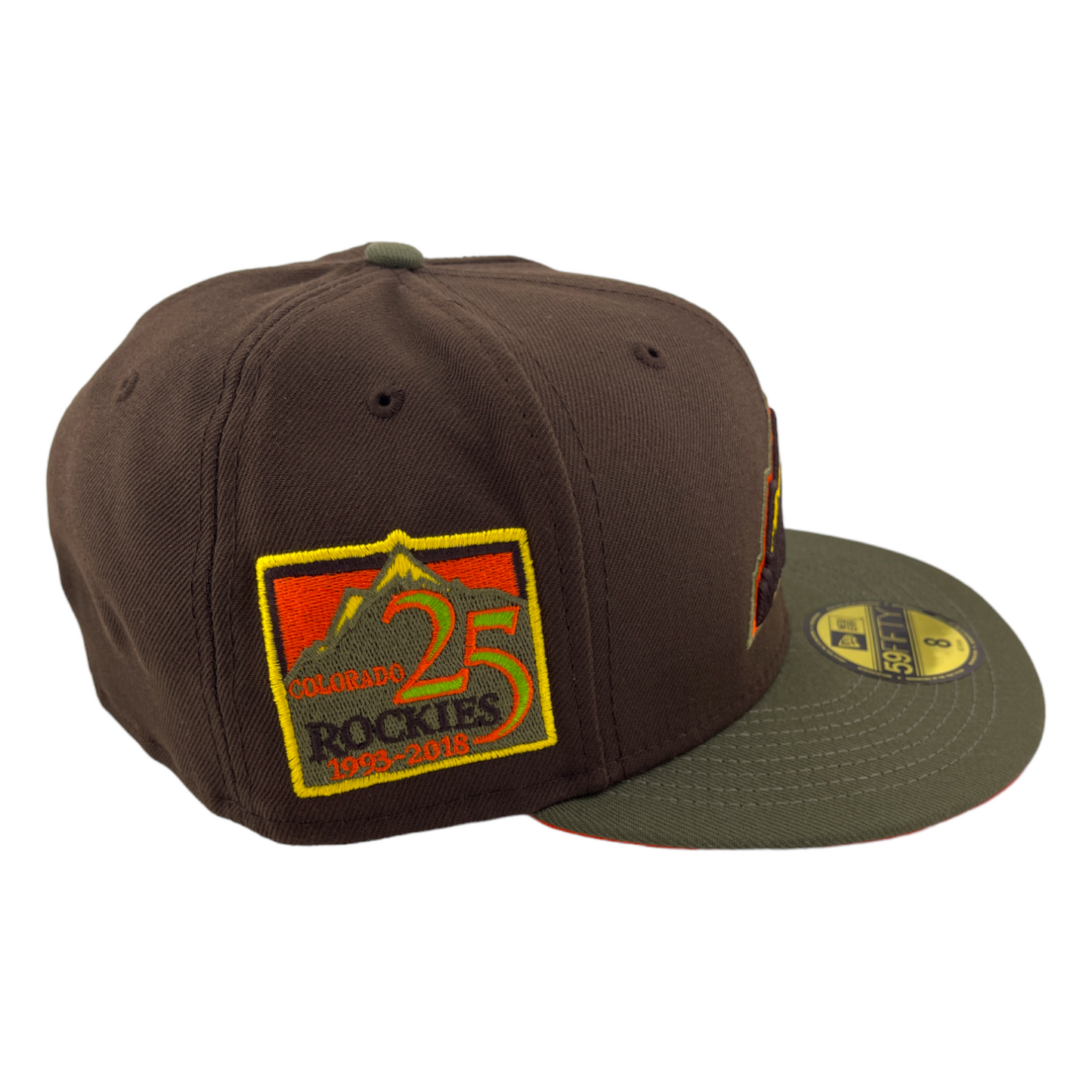 New Era Colorado Rockies 25th Anniversary Patch Brown/Olive/Orange 59FIFTY Hat Cap