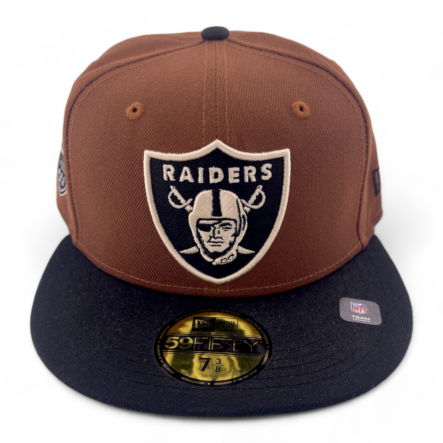 New Era Las Vegas Raiders NFL Harvest Pack 50th Patch Tan 59Fifty Fitted Hat Cap