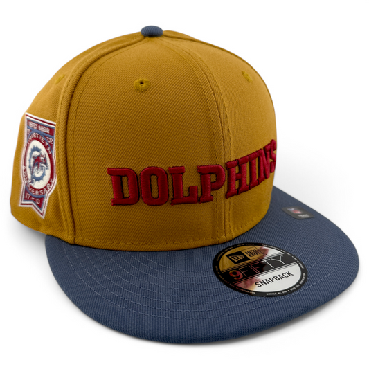 New Era Miami Dolphins NFL Panama Tan 9FIFTY Snapback Adjustable Hat Cap