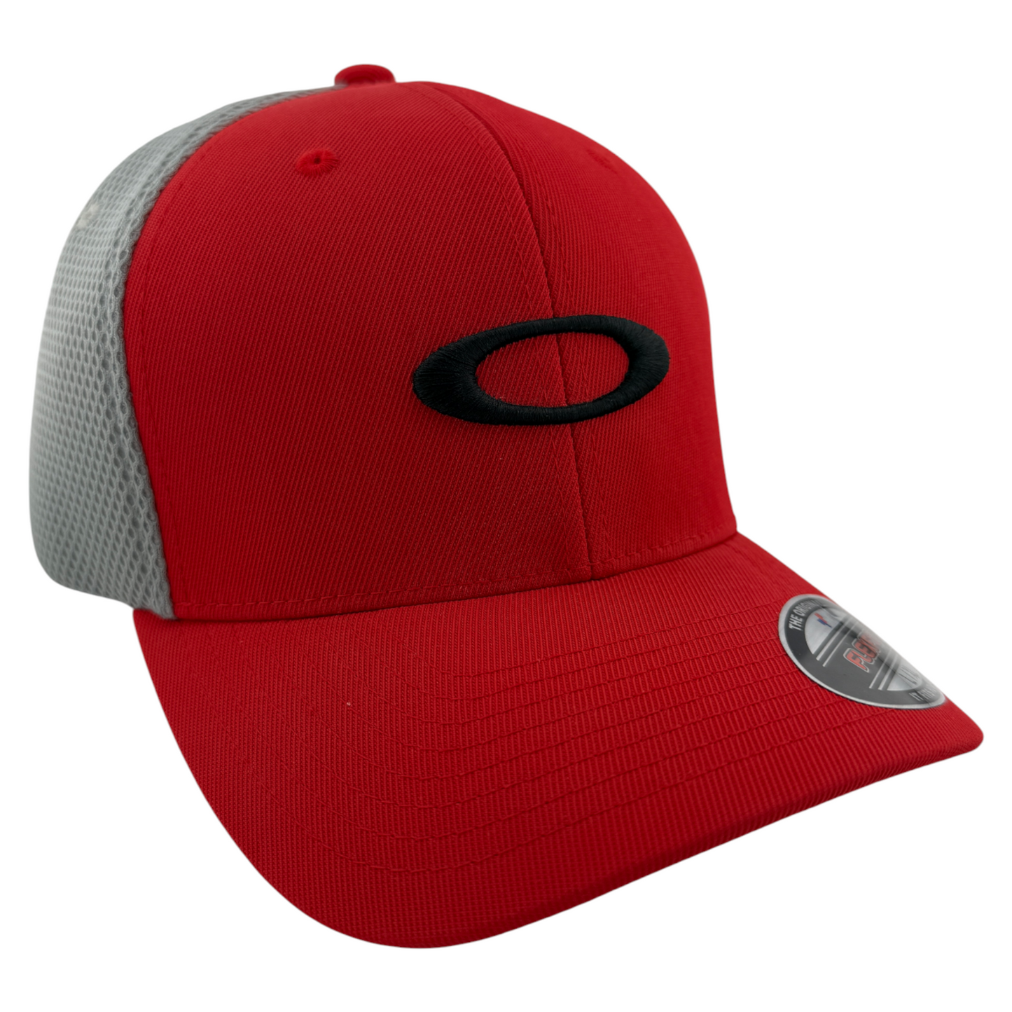 Oakley Golf Ellipse Red/Grey Neo Mesh Yupong FlexFit Flex Fit Fitted Hat Cap
