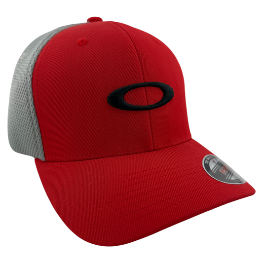 Oakley Golf Ellipse Red/Grey Neo Mesh Yupong FlexFit Flex Fit Fitted Hat Cap