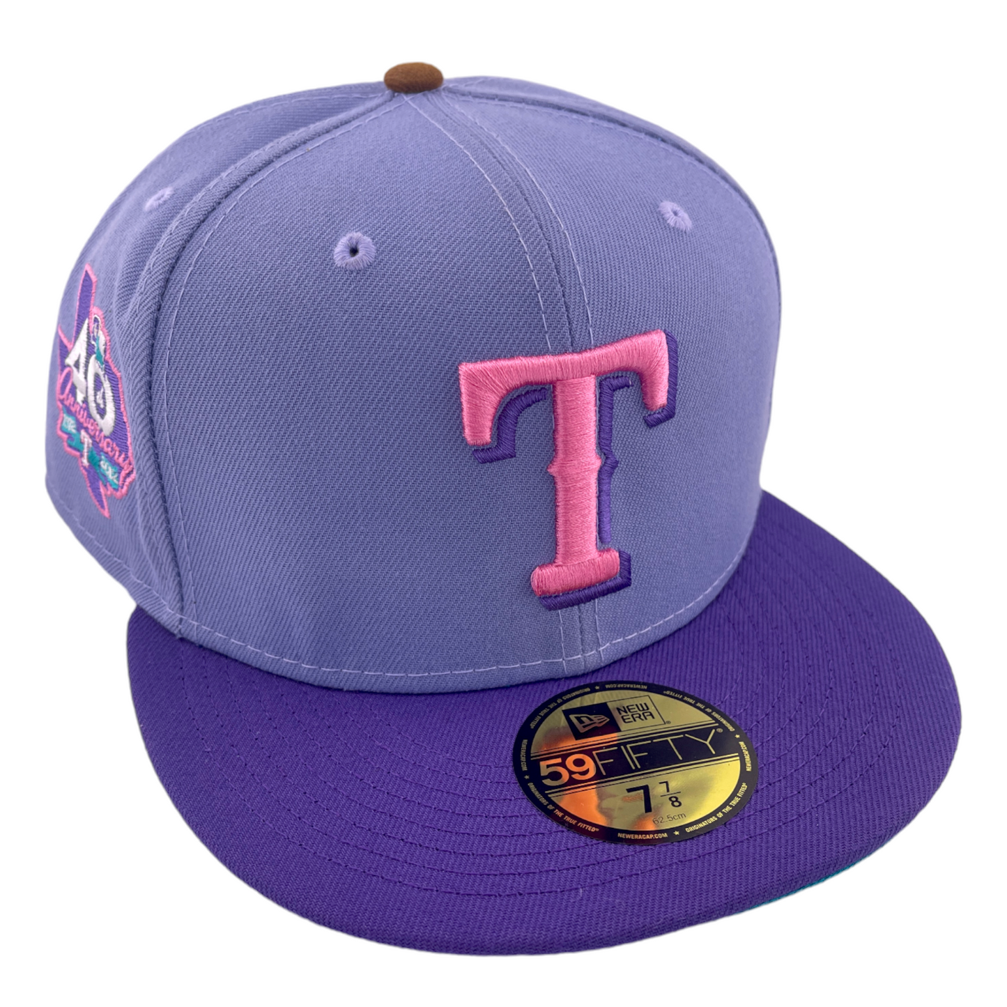 New Era Texas Rangers 40th Anniversary Patch Bunny Purple/Blue UV 59FIFTY Hat Cap