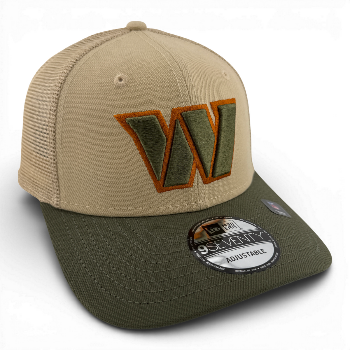 New Era Washington Commanders Olive/Tan Trucker 9Seventy Snapback Adjustable Hat