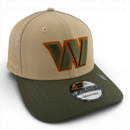 New Era Washington Commanders Olive/Tan Trucker 9Seventy Snapback Adjustable Hat
