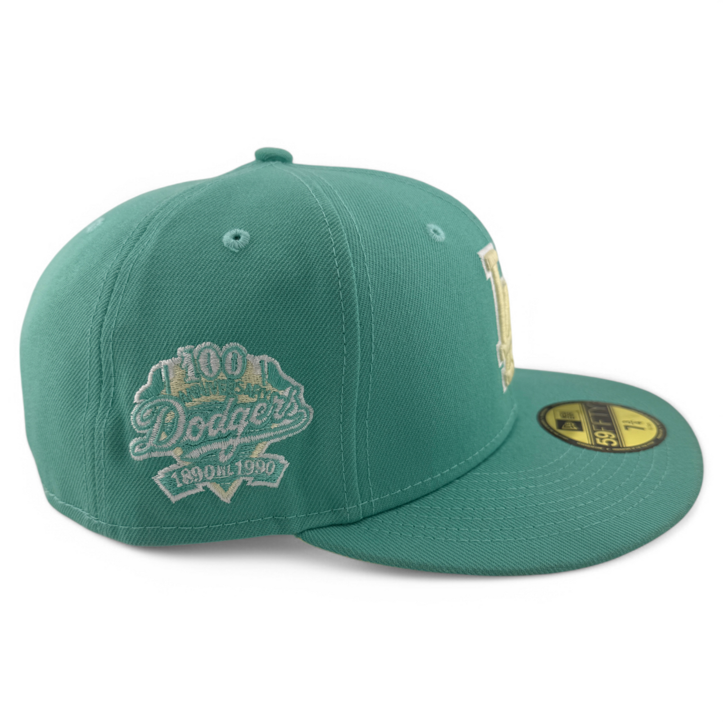 New Era Los Angeles Dodgers MLB 100th Anniversary Patch Teal 59FIFTY Fitted Hat