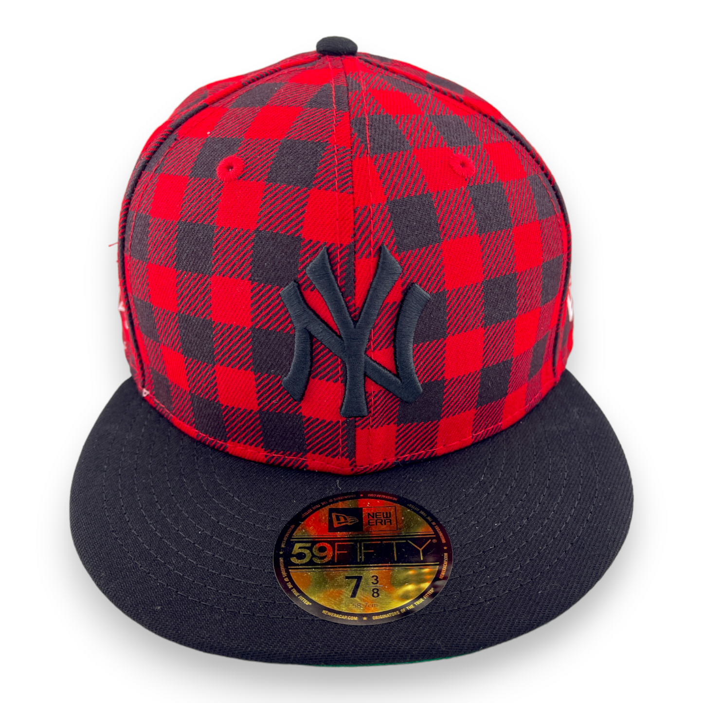 New Era New York Yankees 1999 World Series Patch Plaid Checkered Red 59FIFTY Hat Cap