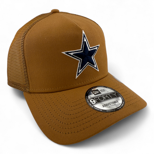 New Era Dallas Cowboys NFL Khaki Tan A-Frame 9Forty Snapback Adjustable Hat Cap