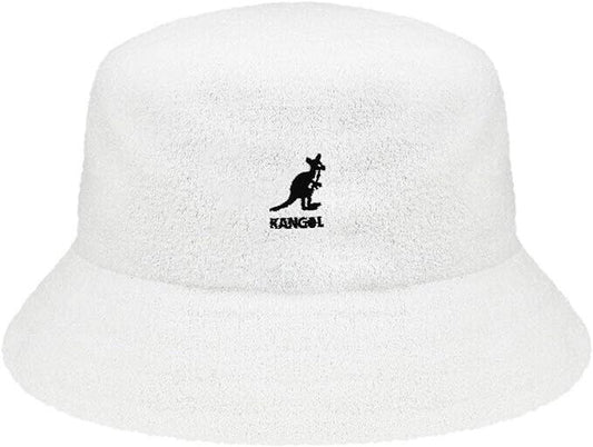 Kangol Bermuda Terry White Black Logo Boonie Bucket Hat Unisex Adult Size Medium