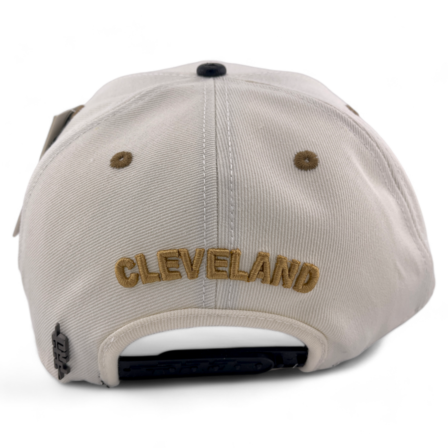 Pro Standard Cleveland Guardians Script Logo Side Patch Ivory/Gold Snapback Hat Cap