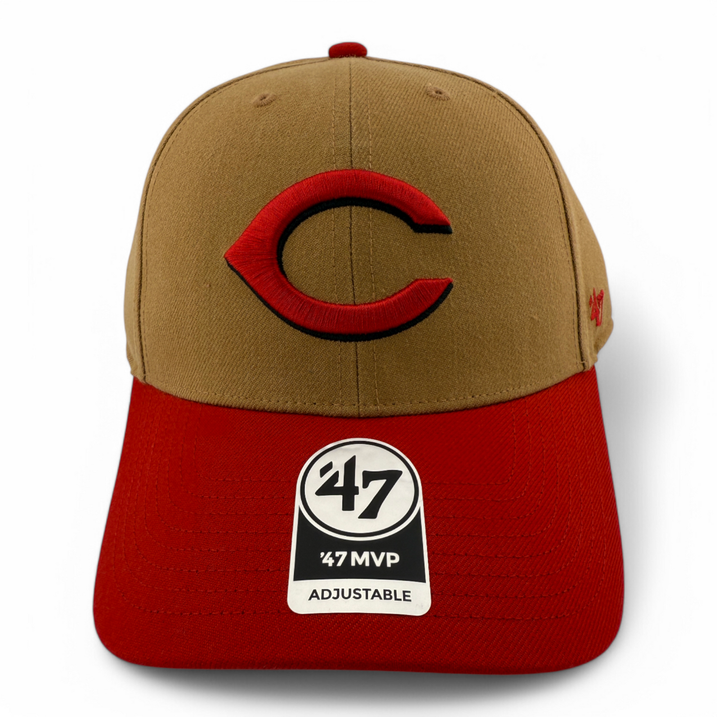 '47 Brand Cincinnati Reds MLB Camel Tan/Red 2-Tone MVP Adjustable Hat Cap