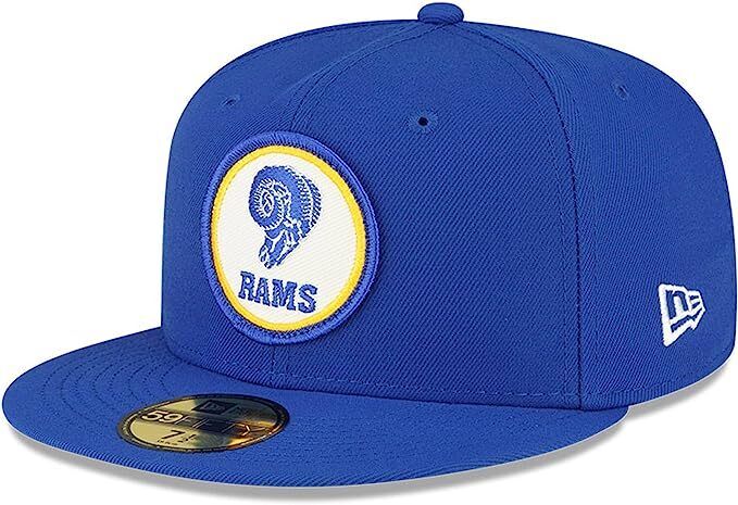 New Era Los Angeles Rams 2022 Sideline NFL Historic Logo Blue 59FIFTY Fitted Hat Cap