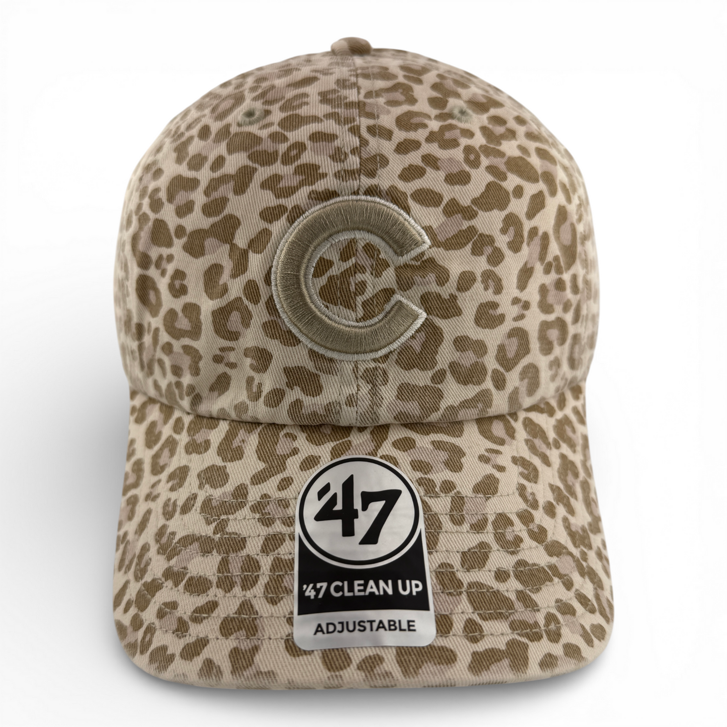 '47 Brand Chicago Cubs MLB Tan Khaki Leopard Clean Up Adjustable Dad Hat Cap