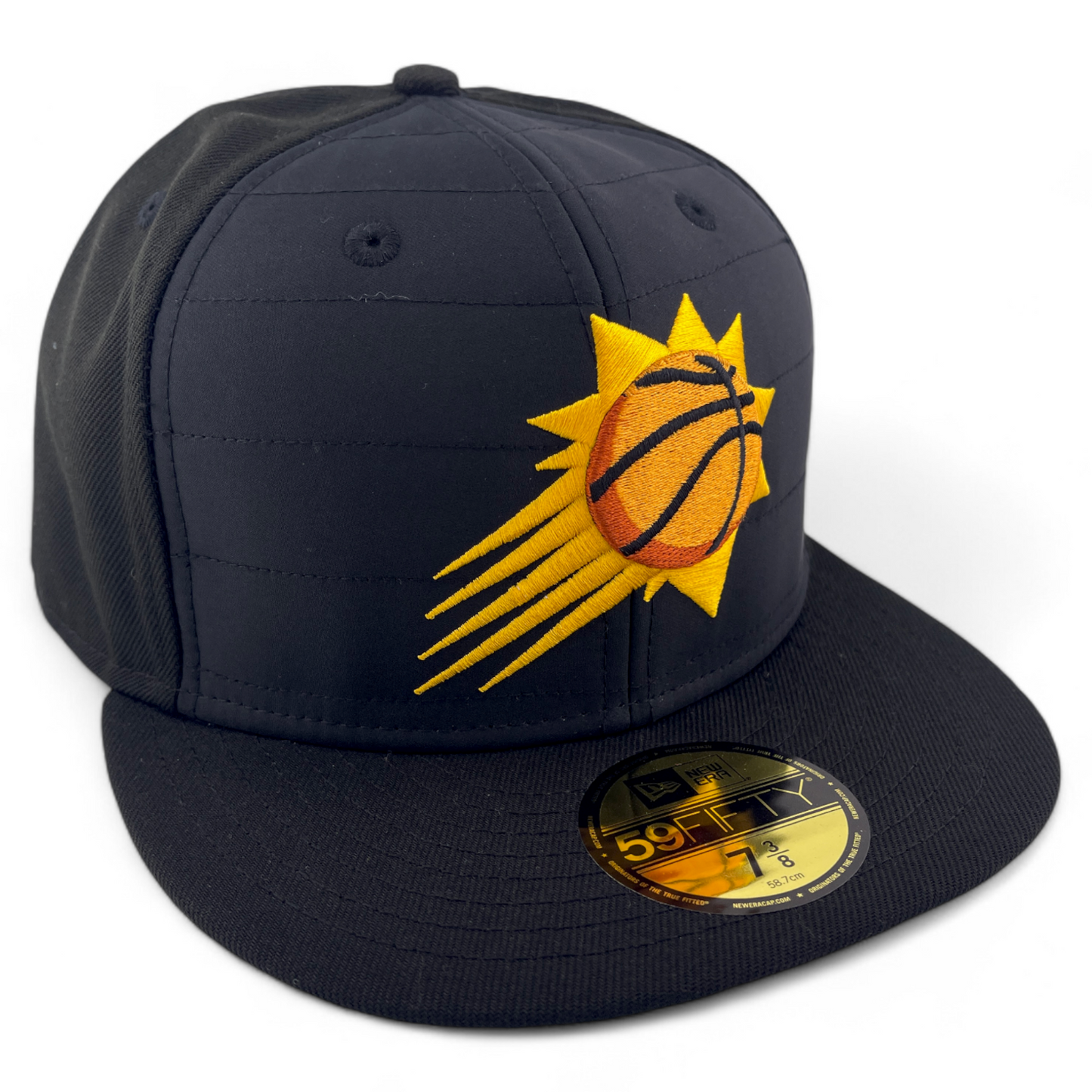 New Era Phoenix Suns NBA Quilted Pack City Logo Black 59Fifty Fitted Hat Cap