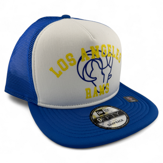 New Era Los Angeles Rams NFL Foam Trucker Mesh Back A-Frame 9Fifty Snapback Hat