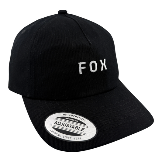 Fox Racing Wordmark Black Tonal Logo A-Frame Adjustable Strapback Dad Hat Cap