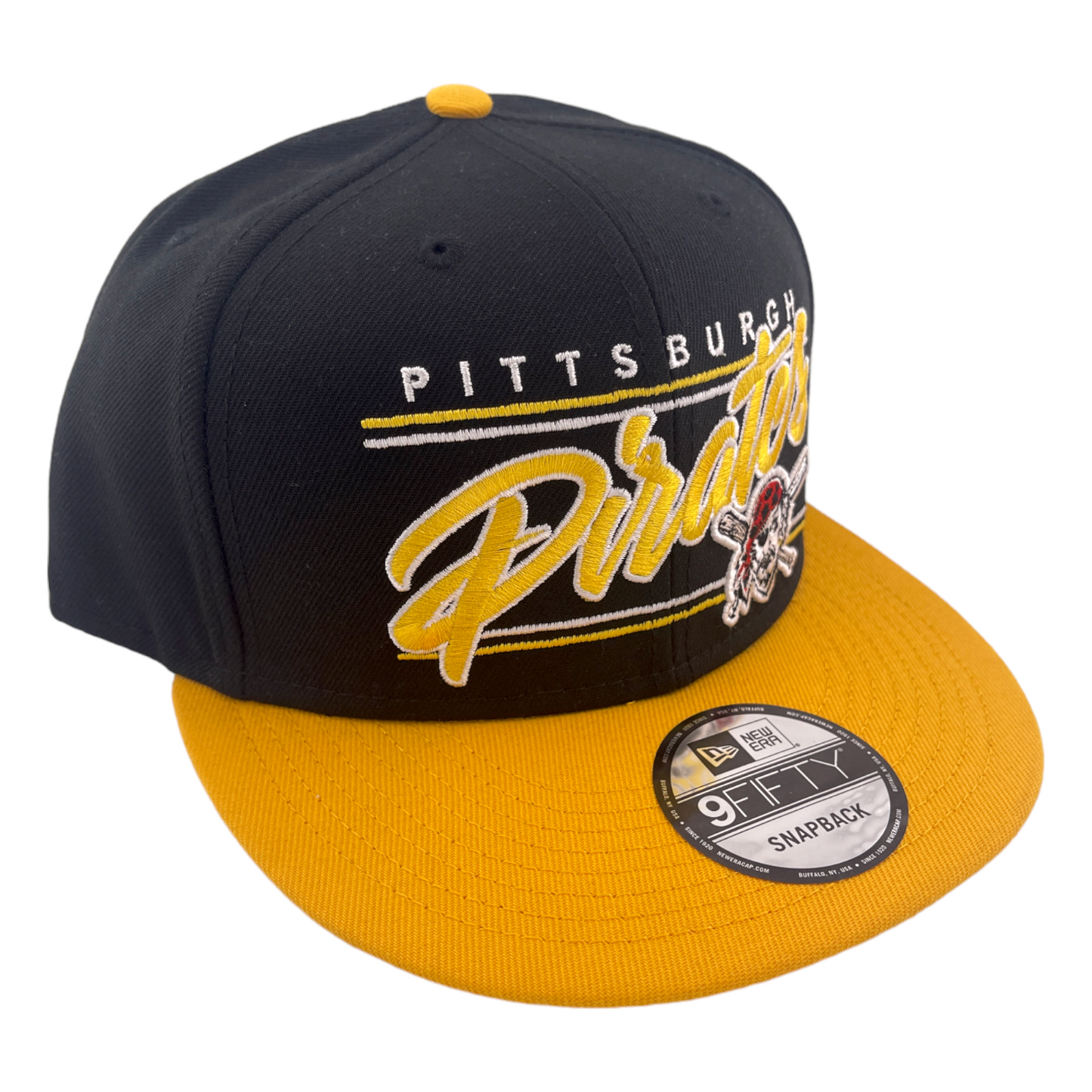 New Era Pittsburgh Pirates Team Script Logo Black/Yellow MLB 9FIFTY Snapback Hat Cap