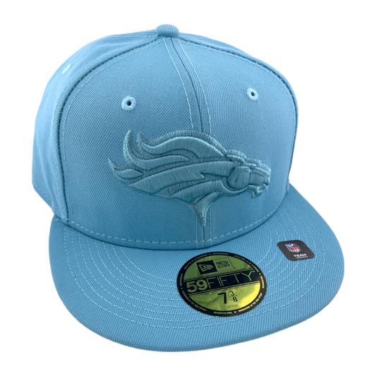 New Era Denver Broncos NEPAC Solid Logo Teal Blue Grey UV 59Fifty Fitted Hat Cap