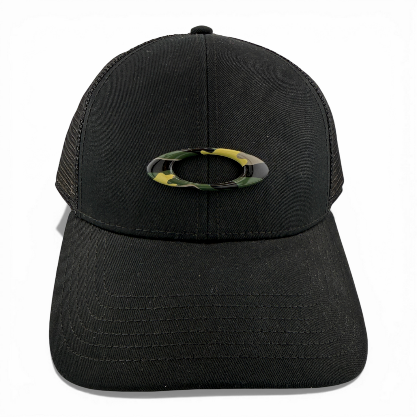 Oakley Ellipse Black Camo/Logo Trucker Mesh Back Adjustable SnapBack Hat Cap