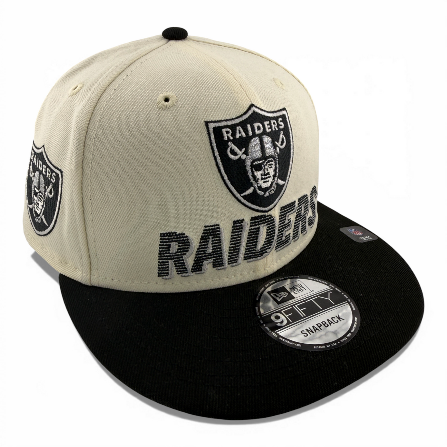 New Era Las Vegas Raiders NFL Retro Stack Logo 9Fifty Snapback Adjustable Hat