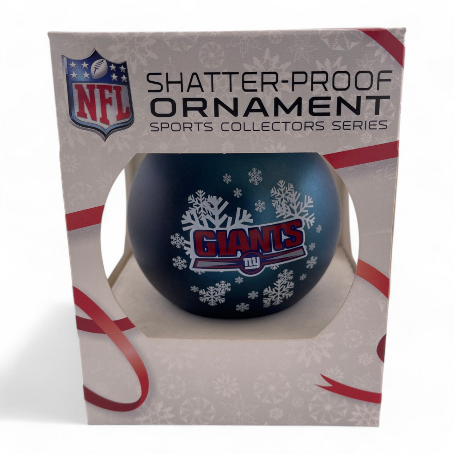 2-PACK New York Giants NFL Navy Round Shatterproof Christmas Tree Boxed Ornament