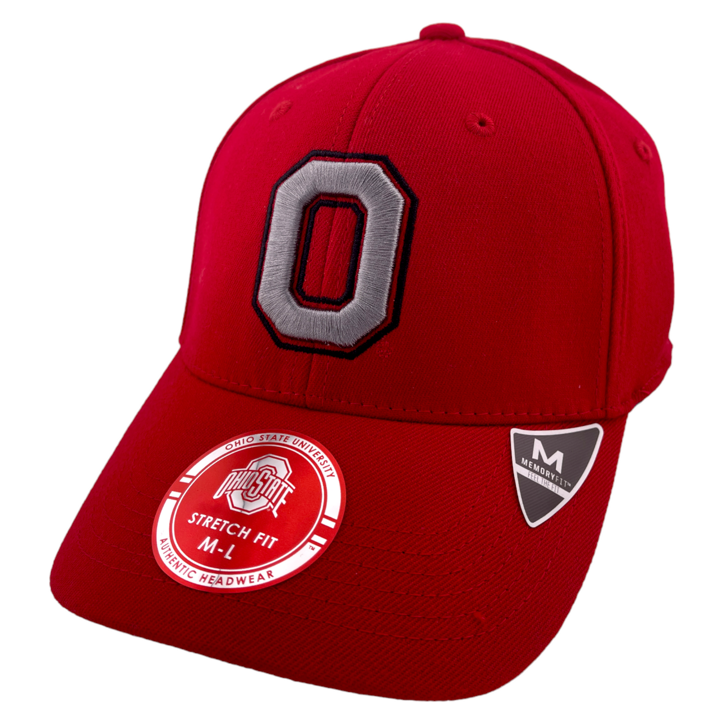 Ohio State University Buckeyes Red/Grey "O" Logo Memory Fit Flex Stretch Fit Hat Cap