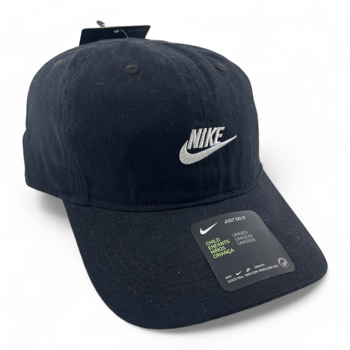 Nike Swoosh Black White Logo 8A2902-023 Child Youth Adjustable Baseball Cap Hat