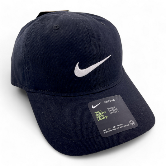 Nike Swoosh Black White Logo 8A2319-023 Child Youth Adjustable Baseball Cap Hat