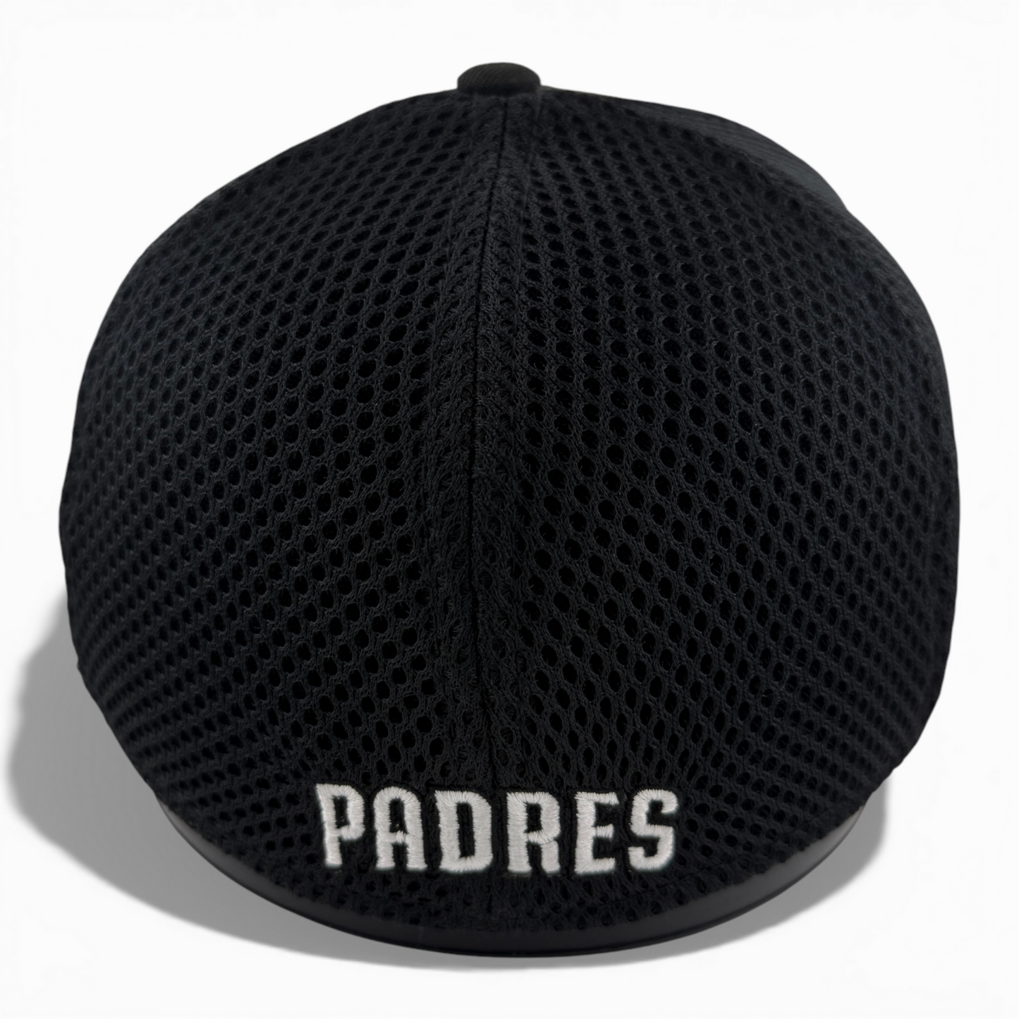 New Era San Diego Padres MLB Black White Logo Neo Mesh 39Thirty Flex Fit Hat Cap