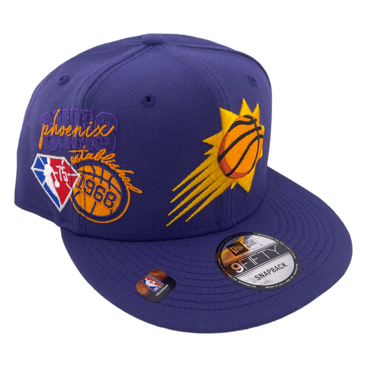 New Era Phoenix Suns Back Half Patch Purple/Grey UV NBA 9FIFTY Snapback Hat Cap