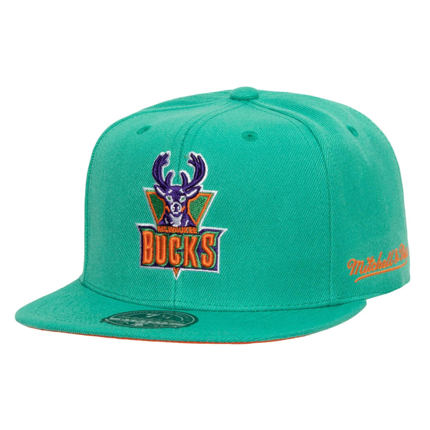 Mitchell & Ness Milwaukee Bucks NBA Cactus Cooler Teal Draft Fitted Hat Cap