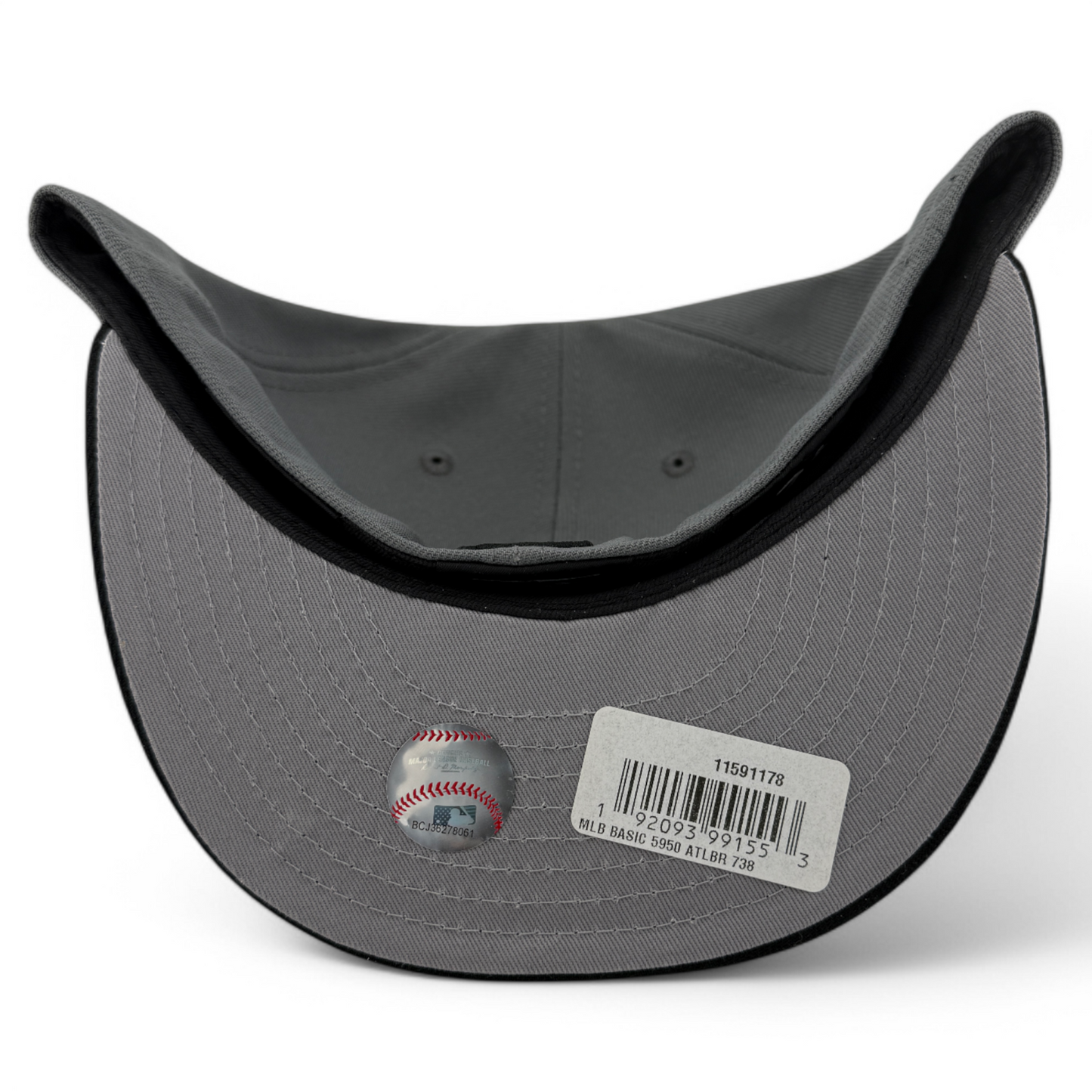 New Era Atlanta Braves MLB Basic Grey/Black Logo 59Fifty Fitted Hat Cap
