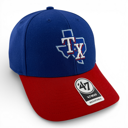 '47 Brand Texas Rangers MLB Two Tone Red/Blue MVP Snapback Adjustable Hat Cap