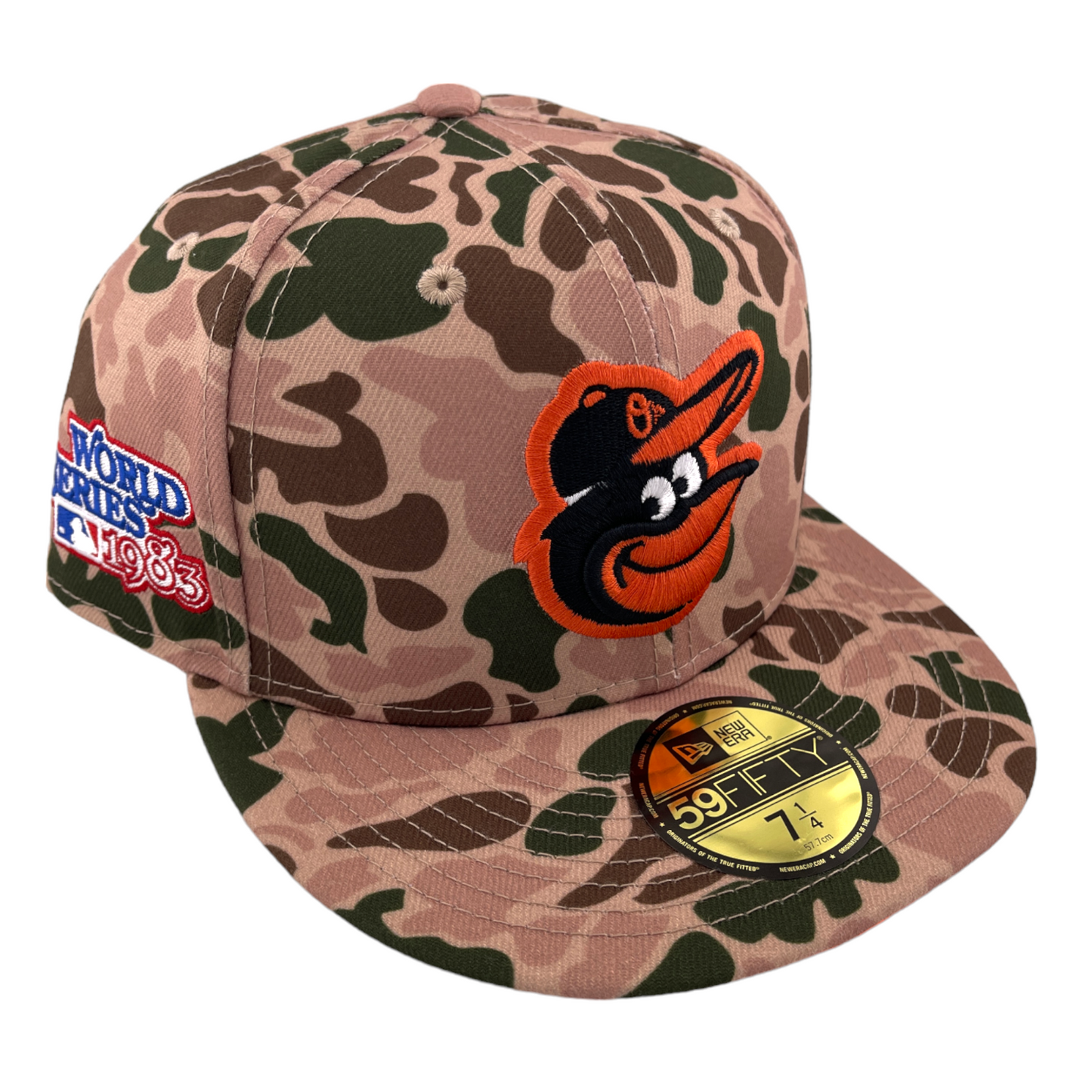 New Era Baltimore Orioles World Series 1983 Patch Duck Camo 59FIFTY Fitted Hat