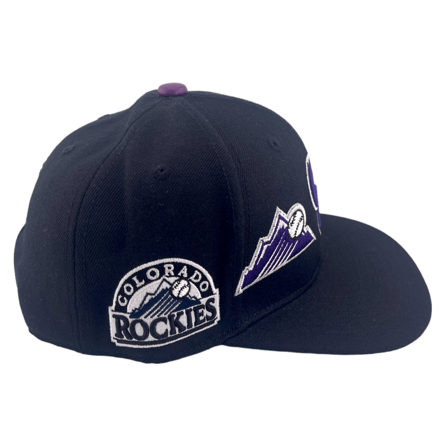 Pro Standard Colorado Rockies Double Front Logo Side Patch Black Snapback Hat Cap